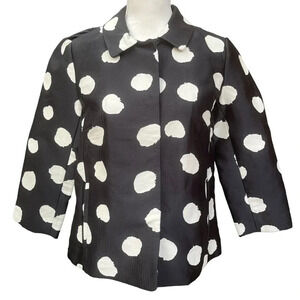 Talbots NWT Flared Crop Cream and Black Polka Dot Jacket Size 8